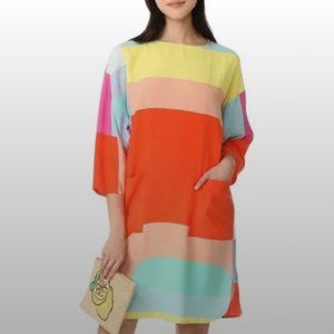 Mara Hoffman Color-block Long Sleeve Tunic Dress Size Small
